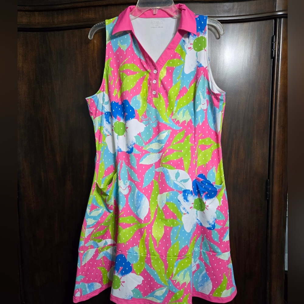AceGolfs Floral Sleeveless Dress, Vibrant Colorful 2XL